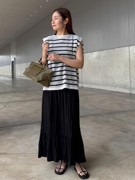 「ROPE'（ロペ）のチュールメッシュ2WAYミニバッグ（ハンドバッグ）」を使った、NANAさん（レディース・160cm・40代）の夏コーディネート