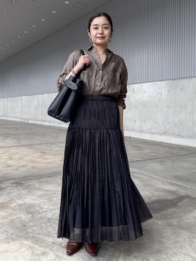 「E'POR（エポール）の【E'POR】A BAG Large/A4対応・通勤（トートバッグ、ブラック系）」を使った、NANAさん（レディース・161cm）の夏コーディネート