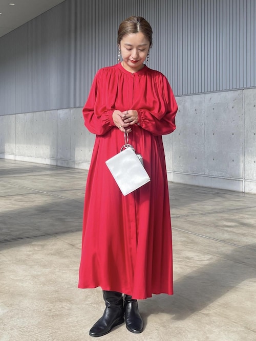 ギャザーヨークサテンドレス（ワンピース）｜ROPE'（ロペ）の