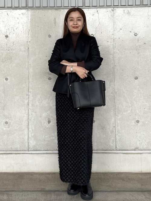 ウール混ノーカラージャケット(無地/ヘリンボーン)/セットアップ対応