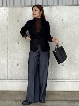 「アイテム（ノーカラージャケット）」を使った、NANAさん（レディース・161cm・30代）の秋コーディネート