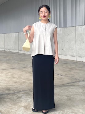 「アイテム（イヤリング、イエロー系）」を使った、NANAさん（レディース・160cm）の夏コーディネート