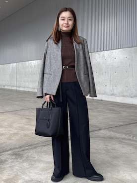 「アイテム（ノーカラージャケット）」を使った、NANAさん（レディース・161cm）の秋コーディネート