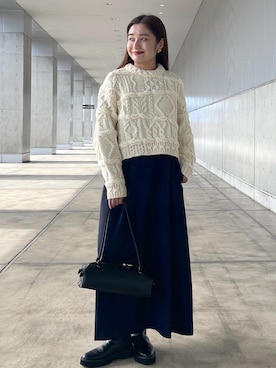「ROPE'（ロペ）のテンセルカシミヤシアーカットソー（Tシャツ/カットソー）」を使った、NANAさん（レディース・160cm）の秋コーディネート