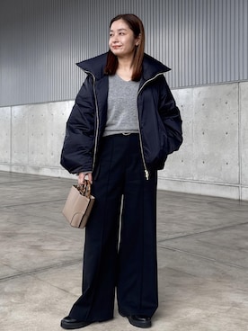 「アイテム（ベルト）」を使った、NANAさん（レディース・161cm）の冬コーディネート