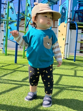 「アイテム（パンツ）」を使った、あーくんさん（キッズ・70cm）の冬コーディネート