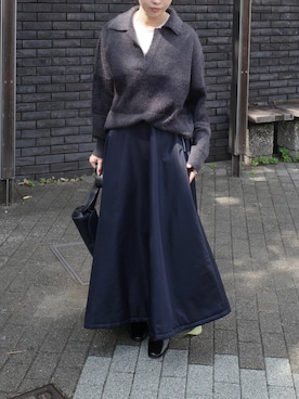 「アイテム（クラッチバッグ）」を使った、えりまつさん（レディース・158cm）の秋コーディネート