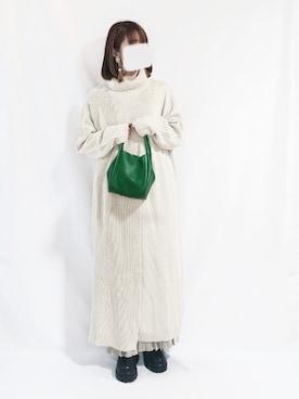「スリットニット」｜chimochiiさん（レディース・152cm）の冬コーディネート