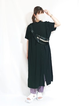「A.P.C.」｜「アイテム（シャツワンピース）」を使った、chimochiiさん（レディース・152cm）の夏コーディネート