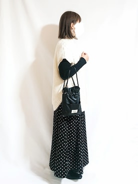 「タートルネック」｜「アイテム（レインシューズ）」を使った、chimochiiさん（レディース・152cm）の冬コーディネート