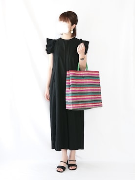 「Daniel Wellington（ダニエルウェリントン）の販売終了クラシックペティット アッシュフィールド32mm（アナログ腕時計）」を使った、chimochiiさん（レディース・152cm）の夏コーディネート