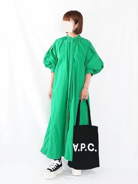 「A.P.C.」｜「アイテム（ワンピース/ドレス）」を使った、chimochiiさん（レディース・152cm）の夏コーディネート