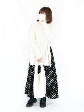 「スリットニット」｜chimochiiさん（レディース・152cm）の冬コーディネート