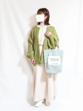 「ボリュームニット」｜「アイテム（アクセサリー）」を使った、chimochiiさん（レディース・152cm）の春コーディネート