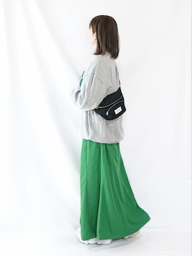 「ISOOK（アイスー）のアイテム（スウェット）」を使った、chimochiiさん（レディース・152cm）の春コーディネート