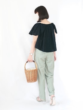 「Daniel Wellington（ダニエルウェリントン）の販売終了クラシックペティット アッシュフィールド32mm（アナログ腕時計）」を使った、chimochiiさん（レディース・152cm）の夏コーディネート