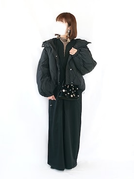 「プリーツ」｜「アイテム（オールインワン・サロペット）」を使った、chimochiiさん（レディース・152cm）の冬コーディネート