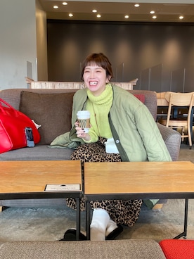 「ネオンイエロー」｜「アイテム（ジャケット/アウター）」を使った、runさん（レディース・167cm）の冬コーディネート