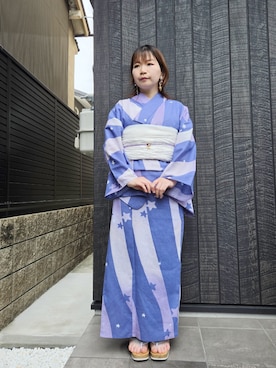 「アイテム（水着/着物・浴衣、グレー系）」を使った、KIMONOMACHIさん（レディース・145cm）の夏コーディネート