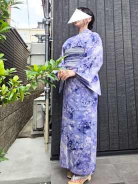「浴衣女子」｜KIMONOMACHIさん（レディース・155cm）の秋コーディネート