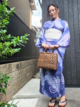 「アイテム（水着/着物・浴衣）」を使った、KIMONOMACHIさん（レディース・163cm）の夏コーディネート