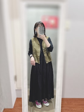 「アイテム（ピアス（両耳用）、ホワイト系）」を使った、まあさん（レディース・154cm）の春コーディネート