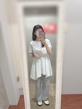 「アイテム（チュニック）」を使った、まあさん（レディース・154cm）の夏コーディネート