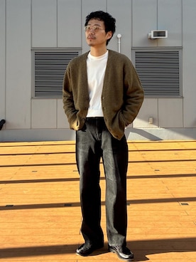 「アイテム（カーディガン/ボレロ）」を使った、ふかのきさん（メンズ・172cm）の秋コーディネート