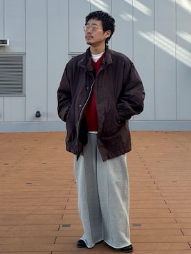 「アイテム（スウェットパンツ）」を使った、ふかのきさん（メンズ・172cm）の秋コーディネート