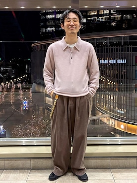 「アイテム（ポロシャツ）」を使った、ふかのきさん（メンズ・172cm）の冬コーディネート