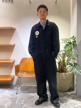 「アイテム（オールインワン・サロペット）」を使った、ふかのきさん（メンズ・172cm）の冬コーディネート