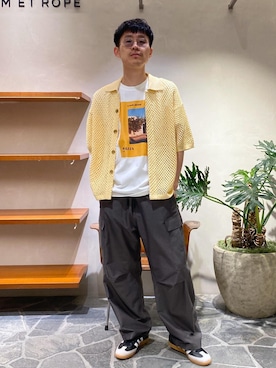 「アイテム（Tシャツ/カットソー、オレンジ系）」を使った、ふかのきさん（メンズ・172cm・20代）の夏コーディネート