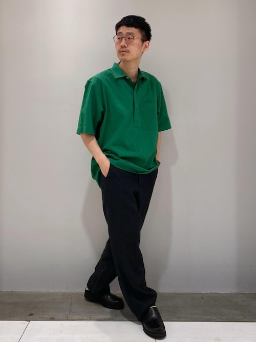 コットンリネン スキッパー ショートスリーブ シャツ / ロングシーズン着用可能