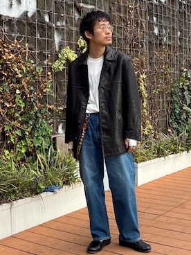 「アイテム（カバーオール）」を使った、ふかのきさん（メンズ・172cm）の秋コーディネート