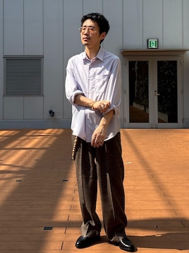 「アイテム（スリッポン）」を使った、ふかのきさん（メンズ・172cm）の夏コーディネート