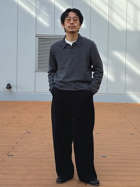 「アイテム（ポロシャツ）」を使った、ふかのきさん（メンズ・172cm）の冬コーディネート