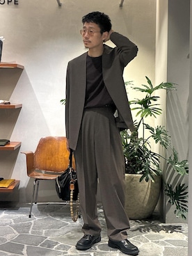 「アイテム（ノーカラージャケット）」を使った、ふかのきさん（メンズ・172cm）の夏コーディネート