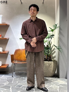 「ADAM ET ROPE'（アダムエロペ）のアイテム（スラックス）」を使った、ふかのきさん（メンズ・172cm）の秋コーディネート