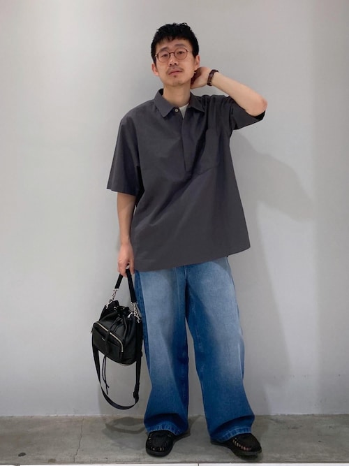 コットンリネン スキッパー ショートスリーブ シャツ / ロングシーズン着用可能