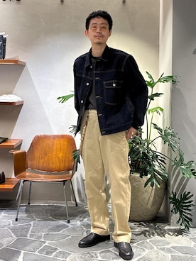 「ADAM ET ROPE'（アダムエロペ）のデニム トラッカー ジャケット / ADAM ET ROPE' JEANS -PERS-（デニムジャケット）」を使った、ふかのきさん（メンズ・172cm・20代）の夏コーディネート