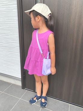 「petit main（プティマイン）のアイテム（バッグ）」を使った、kaaaさん（キッズ・110cm）の夏コーディネート