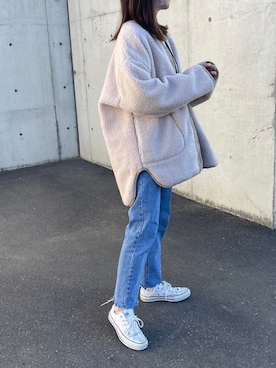 「copine」｜「アイテム（ノーカラーコート）」を使った、ikuさん（レディース・161cm）の冬コーディネート