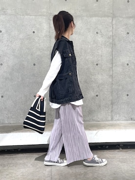 「copine」｜「アイテム（デニムジャケット）」を使った、ikuさん（レディース・161cm）の春コーディネート