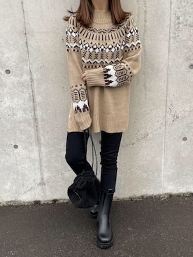 「ノルディックセーター」｜ikuさん（レディース・161cm）の冬コーディネート