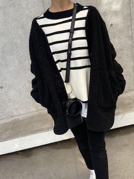 「黒スキニー」｜「アイテム（ノーカラーコート）」を使った、ikuさん（レディース・161cm）の冬コーディネート