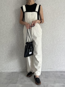 「copine（コピン）のアイテム（サロペット/オーバーオール）」を使った、ikuさん（レディース・161cm）の夏コーディネート