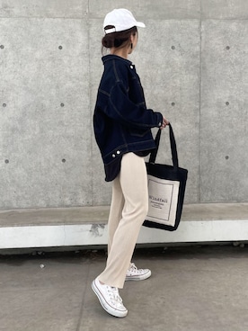 「copine」｜「アイテム（デニムジャケット）」を使った、ikuさん（レディース・161cm）の春コーディネート
