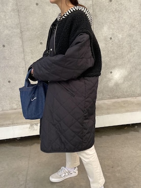 「copine」｜「アイテム（ノーカラーコート）」を使った、ikuさん（レディース・161cm）の冬コーディネート