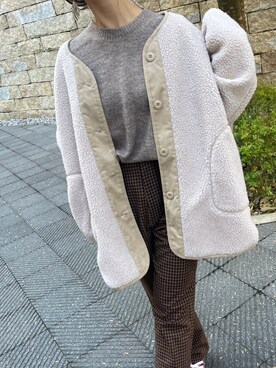 「copine」｜「アイテム（ノーカラーコート）」を使った、ikuさん（レディース・161cm）の冬コーディネート
