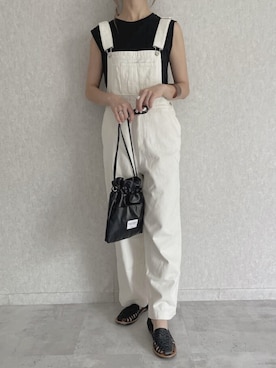 「copine（コピン）のアイテム（サロペット/オーバーオール）」を使った、ikuさん（レディース・161cm）の夏コーディネート